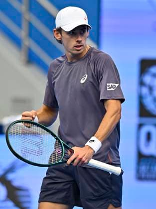 ATP, Tennis Herren QATAR EXXONMOBIL OPEN ROUND OF 32 Alex De Minaur of Australia competes in her round of 32 match against Roman Safiullin during the ATP Qatar ExxonMobil Open 2025 tennis tournament at the Khalifa International Tennis Complex in Doha, Qatar, on February 18, 2025. DOHA Qatar Copyright: xNoushadxThekkayilx