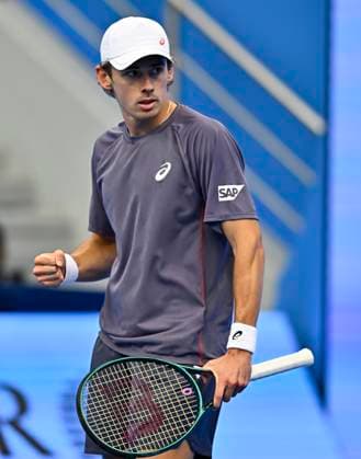 ATP, Tennis Herren QATAR EXXONMOBIL OPEN ROUND OF 32 Alex De Minaur of Australia competes in her round of 32 match against Roman Safiullin during the ATP Qatar ExxonMobil Open 2025 tennis tournament at the Khalifa International Tennis Complex in Doha, Qatar, on February 18, 2025. DOHA Qatar Copyright: xNoushadxThekkayilx