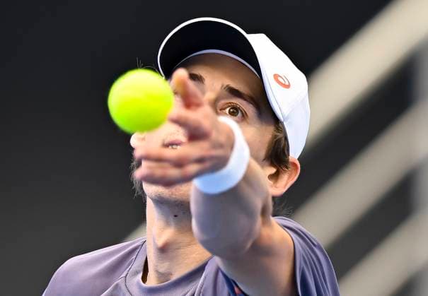 ATP, Tennis Herren QATAR EXXONMOBIL OPEN ROUND OF 32 Alex De Minaur of Australia competes in her round of 32 match against Roman Safiullin during the ATP Qatar ExxonMobil Open 2025 tennis tournament at the Khalifa International Tennis Complex in Doha, Qatar, on February 18, 2025. DOHA Qatar Copyright: xNoushadxThekkayilx