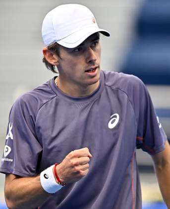 ATP, Tennis Herren QATAR EXXONMOBIL OPEN ROUND OF 32 Alex De Minaur of Australia competes in her round of 32 match against Roman Safiullin during the ATP Qatar ExxonMobil Open 2025 tennis tournament at the Khalifa International Tennis Complex in Doha, Qatar, on February 18, 2025. DOHA Qatar Copyright: xNoushadxThekkayilx