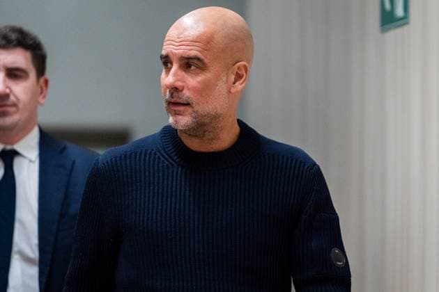UEFA Champions League 2024 25 League Knockout Play-off Second Leg: Manchester City press conference, PK, Pressekonferenz Pep Guardiola, head coach of Manchester City FC, seen getting into the press room during the UEFA Champions League 2024 25 League Knockout Play-off Second Leg Press Conference at Estadio Santiago Bernabeu on February 18, 2025 in Madrid, Spain. Madrid Estadio Santiago Bernabeu Madrid Spain Copyright: xAlbertoxGardinx AGardin_20250218_Man_City_Press_0108