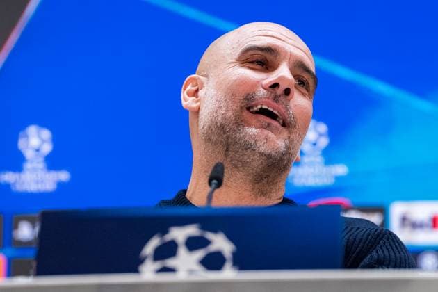 UEFA Champions League 2024 25 League Knockout Play-off Second Leg: Manchester City press conference, PK, Pressekonferenz Pep Guardiola, head coach of Manchester City FC, seen getting into the press room during the UEFA Champions League 2024 25 League Knockout Play-off Second Leg Press Conference at Estadio Santiago Bernabeu on February 18, 2025 in Madrid, Spain. Madrid Estadio Santiago Bernabeu Madrid Spain Copyright: xAlbertoxGardinx AGardin_20250218_Man_City_Press_0123