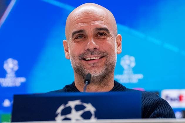 UEFA Champions League 2024 25 League Knockout Play-off Second Leg: Manchester City press conference, PK, Pressekonferenz Pep Guardiola, head coach of Manchester City FC, seen getting into the press room during the UEFA Champions League 2024 25 League Knockout Play-off Second Leg Press Conference at Estadio Santiago Bernabeu on February 18, 2025 in Madrid, Spain. Madrid Estadio Santiago Bernabeu Madrid Spain Copyright: xAlbertoxGardinx AGardin_20250218_Man_City_Press_0124