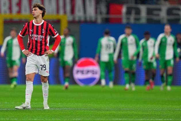 AC Milan s Joao Felix during the Uefa Champions League soccer match between Ac Milan and Feyenoord at the San Siro Stadium in Milan, north Italy - Tuesday , February 18 , 2025. - Soccer .  Copyright: xSpada LaPressex