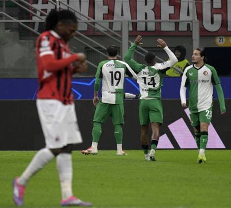 Foto IPP Paolo Bona Milano 18 02 2025 UEFA Champions League di Calcio stagione 2024 2025 partita Milan-Feyenoord Nella foto Julian Carranza esulta dopo il gol del 1-1 Italy Photo Press Worldwide Copyright italy Italy ITALY  Copyright: xR4924_italyphotopressx