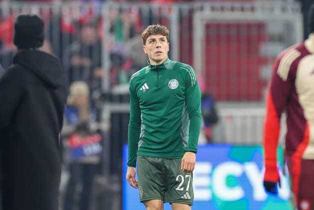 Arne Engels 27 Celtic Glasgow , FC Bayern Muenchen vs Celtic Glasgow, Football, Champions League, Play offs, Second leg, 18 02 2025 Muenchen Bayern Germany Copyright: xkolbert-press ChristianxKolbertx