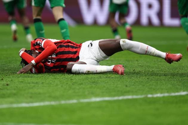 Tammy Abraham (Ac Milan) looks dejected, UEFA Champions League 2024 25 League Knockout Play-off Second Leg, AC Milan v Feyenoord, Stadio Giuseppe Meazza (San Siro), February 18, 2025, Milan, Italy.