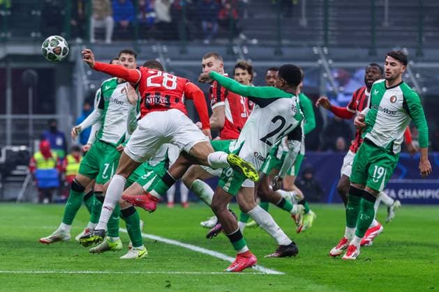 CALCIO - UEFA Champions League - AC Milan vs Feyernood Malick Thiaw of AC Milan seen in action during UEFA Champions League 2024 25 Knockout phase play-offs 2nd leg football match between AC Milan and Feyenoord Rotterdam at San Siro Stadium Milan Italy  Copyright: xIPAxSport ABACAx
