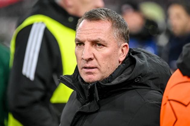 Coach Brendan Rodgers Celtic FC Looks on during the UEFA Champions League 2024 25 League Knockout Play off Second Leg match between FC Bayern München and Celtic FC at Allianz Arena on February 18, 2025 in Munich, Germany Photo by Harry Langer DeFodi Images Defodi 541 FCBCFC0250218 06 Defodi-541
