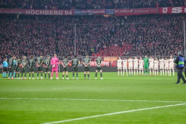 Minute of Silence for the Victims in Munich during the UEFA Champions League 2024 25 League Knockout Play off Second Leg match between FC Bayern München and Celtic FC at Allianz Arena on February 18, 2025 in Munich, Germany Photo by Harry Langer DeFodi Images Defodi 541 FCBCFC0250218 08 Defodi-541