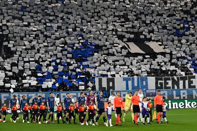 Atalanta v Club Brugge - UEFA Champions League BERGAMO, ITALY - FEBRUARY 18 : Illustration picture players entering the field during the UEFA Champions League 2024 25 knockout phase play-off match second leg between Atalanta and Club Brugge on February 18, 2025 in Bergamo, Italy, 18 02 2025 Bergamo Italy  Copyright: xJanxDexMeuleneirx