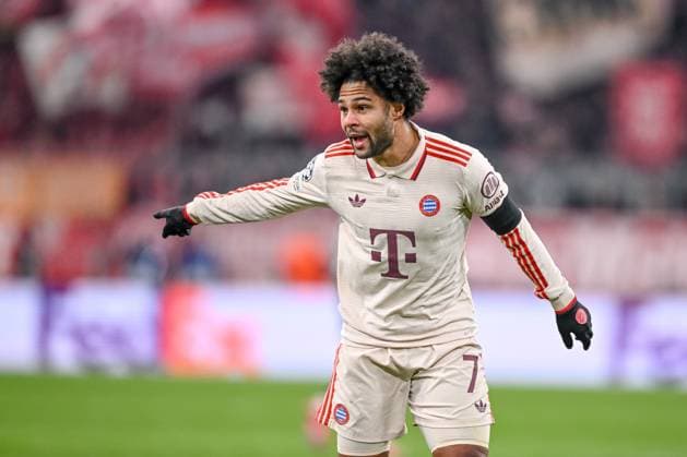 Serge Gnabry FC Bayern Muenchen gestures during the UEFA Champions League 2024 25 League Knockout Play off Second Leg match between FC Bayern München and Celtic FC at Allianz Arena on February 18, 2025 in Munich, Germany Photo by Harry Langer DeFodi Images Defodi 541 FCBCFC0250218 11 Defodi-541