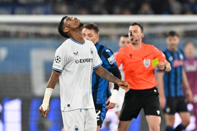 Atalanta v Club Brugge - UEFA Champions League BERGAMO, ITALY - FEBRUARY 18 : Onyedika Nwadike Raphael midfielder of Club Brugge during the UEFA Champions League 2024 25 knockout phase play-off match second leg between Atalanta and Club Brugge on February 18, 2025 in Bergamo, Italy, 18 02 2025 Bergamo Italy  Copyright: xJanxDexMeuleneirx