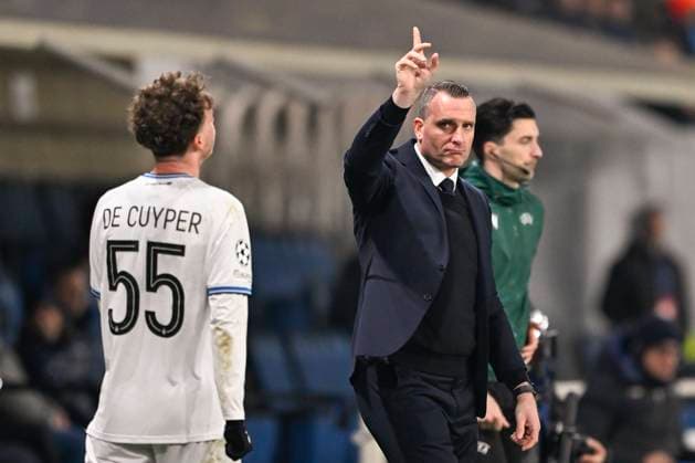 Atalanta v Club Brugge - UEFA Champions League BERGAMO, ITALY - FEBRUARY 18 : Hayen Nicky head coach of Club Brugge during the UEFA Champions League 2024 25 knockout phase play-off match second leg between Atalanta and Club Brugge on February 18, 2025 in Bergamo, Italy, 18 02 2025 Bergamo Italy  Copyright: xJanxDexMeuleneirx