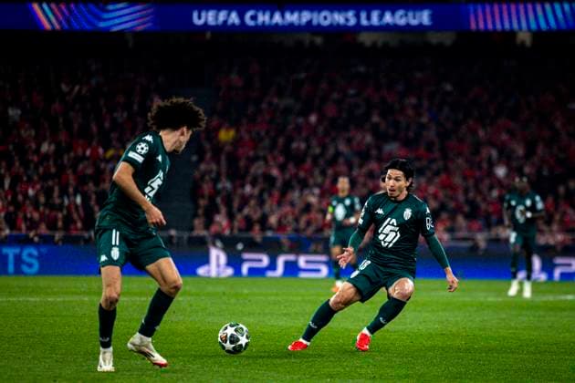 Estadio da Luz LISBON, PORTUGAL - FEBRUARY 18: Maghnes Akliouche of Monaco and Takumi Minamino of Monaco during the UEFA Champions League 2024 25 League Knockout Play-off second leg match between SL Benfica and AS Monaco at Estadio da Luz on February 18, 2025 in Lisbon, Portugal. (Photo by Joao Bravo Sports Press Photo ) (Sports Press Photo SPP) Copyright: xSportsxPressxPhotox xSPPx spp-en-SpPrPh-spp_VGA_180225-3324
