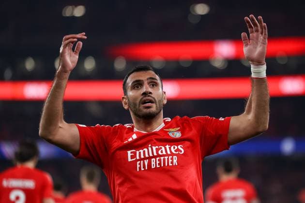 Lisbon, Portugal, February 18th,2025: Pavlidis (14 SL Benfica) in action celebrating his goal during the UEFA Champions League football match between SL Benfica vs AS Monaco at Estadio da Luz, Lisbon on February 18th, 2025 (Joao Bravo SPP) Copyright: xJoaoxBravoxx xSPPx spp-en-JoBr-JBF-3834