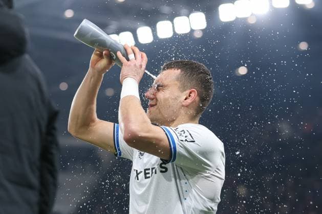 BERGAMO, ITALY - FEBRUARY 18: Brugge s Christos Tzolis during Champions League football match between Atalanta and Club Brugge at the Gewiss Stadium on February 18, 2025 in Bergamo, Italy. (Photo by Stefano Nicoli Speed Media Icon Sportswire) SOCCER: FEB 18 Champions League 2024 25 - Atalanta v Club Brugge EDITORIAL USE ONLY Icon25021800323