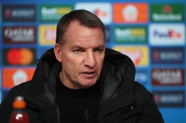 Football, Men, Champions League, Season 2024 2025, FC Bayern Munich Celtic Glasgow, Allianz Arena, Play off second leg Brendan Rodgers, Coach Celtic Glasgow at the post-match press conference, Head, Portrait