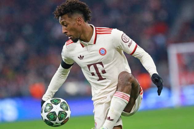 11 Kingsley Coman FCB portrait, portrait, on the ball Football FC Bayern Munich Celtic Glasgow UEFA Champions League 18 02 2025 Allianz Arena PHOTO Mladen Lackovic LakoPress