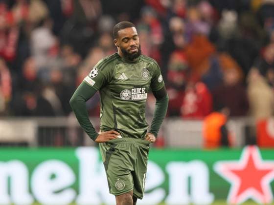 Disappointed Celtics 15 SCHLUPP Football Bayern Celtic Football Champions League, FC Bayern Munich Celtic Glasgow FC 1 1, Play Off second leg, season 2024 2025, on 18 02 2025 in Munich, A L L I A N Z A R E N A, Germany Source Copyright Credit Oryk HAIST xFUSSBALL-BAYERN-CELTICx