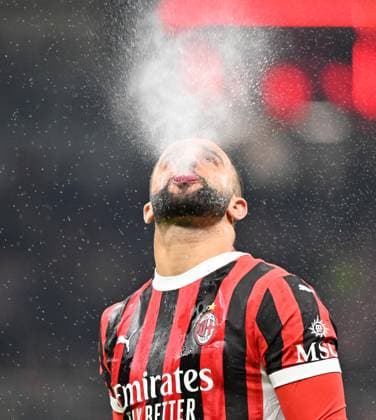 (250219) -- MILAN, Feb. 19, 2025 -- AC Milan s Kyle Walker reacts before the UEFA Champions League knockout phase play-off second leg football match between AC Milan and Feyenoord in Milan, Italy, Feb. 18, 2025. (Photo by Xinhua) (SP)ITALY-MILAN-FOOTBALL-UEFA CHAMPIONS LEAGUE-AC MILAN VS FEYENOORD AlbertoxLingria 