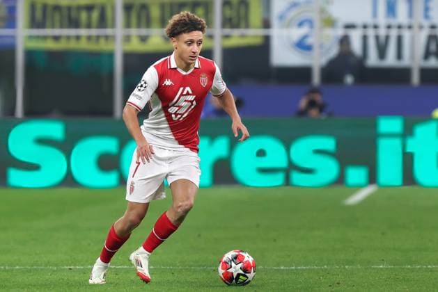 Uefa Champions League: FC Inter vs AS Monaco Italy, Milan, 2025 01 29: Eliesse Ben Seghir (Monaco) dribbles in front court in the second half during soccer game FC Inter vs AS Monaco , UCL 2024-2025, League Phase MD8, San Siro Stadium Milan Lombardy Italy Copyright: xFabrizioxAndreaxBertanix