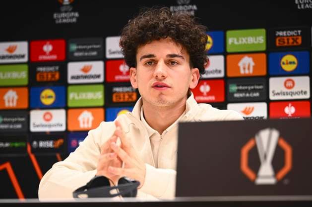 RSC Anderlecht v Fenerbahce - UEFA Europa League Media Activities 19 02 2025 ANDERLECHT, BELGIUM - FEBRUARY 19 : Leoni Theo midfielder of RSC Anderlecht talking to the press during a press conference, PK, Pressekonferenz ahead of the UEFA Europa League 2024 25 knockout phase play-off match second leg between RSC Anderlecht and Fenerbahce on February 19, 2025 in Anderlecht, Belgium, 19 02 2025 Anderlecht Belgium  Copyright: xGvgx