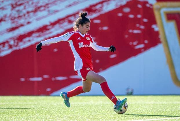 Soccer, Women, Season 2024 2025, Test match, 1 FC Union Berlin FC Viktoria 1889 Berlin, Sarah Abu Sabbah 1 FC Union scores the goal for 1 0, 19 02 2025, Copyright: xSebastianxRäppold MatthiasxKochx