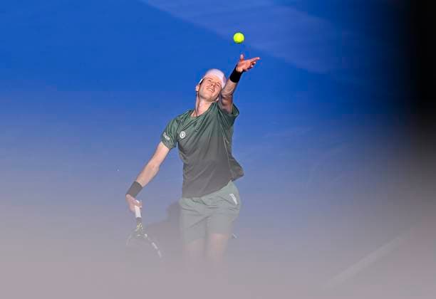 ATP, Tennis Herren QATAR EXXONMOBIL OPEN ROUND OF 16 Botic Van De Zandschulp of Netherlands competes in her round of 16 match against Alex De Minaur of Australia during the ATP Qatar ExxonMobil Open 2025 tennis tournament at the Khalifa International Tennis Complex in Doha, Qatar, on February 19, 2025. DOHA Qatar Copyright: xNOUSHADx