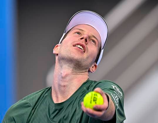 ATP, Tennis Herren QATAR EXXONMOBIL OPEN ROUND OF 16 Botic Van De Zandschulp of Netherlands competes in her round of 16 match against Alex De Minaur of Australia during the ATP Qatar ExxonMobil Open 2025 tennis tournament at the Khalifa International Tennis Complex in Doha, Qatar, on February 19, 2025. DOHA Qatar Copyright: xNOUSHADx