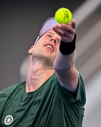 ATP, Tennis Herren QATAR EXXONMOBIL OPEN ROUND OF 16 Botic Van De Zandschulp of Netherlands competes in her round of 16 match against Alex De Minaur of Australia during the ATP Qatar ExxonMobil Open 2025 tennis tournament at the Khalifa International Tennis Complex in Doha, Qatar, on February 19, 2025. DOHA Qatar Copyright: xNOUSHADx