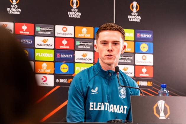 BODO, Aspmyra stadium, 19-02-2025 , season 2024 2025 , Europa League during the match press conference, PK, Pressekonferenz and training Twente in Bodo Pressconference FC Twente FC Twente player Daan Rots Press conference and training Twente in Bodo  x27940731x Copyright:
