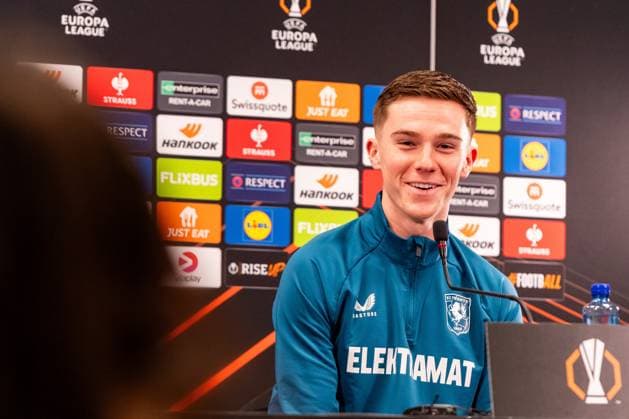 BODO, Aspmyra stadium, 19-02-2025 , season 2024 2025 , Europa League during the match press conference, PK, Pressekonferenz and training Twente in Bodo Pressconference FC Twente FC Twente player Daan Rots Press conference and training Twente in Bodo  x27940736x Copyright: