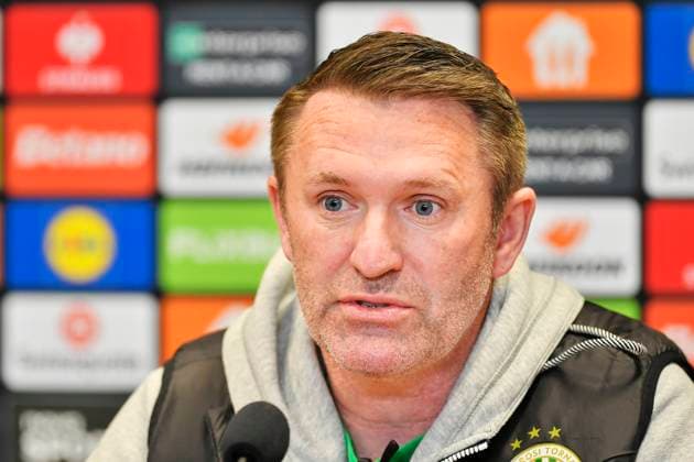 Head coach Robbie Keane attends a press conference, PK, Pressekonferenz of Ferencvaros Budapest (Ferencvarosi TC) prior to the UEFA Europa League, 2nd round match: FC Viktoria Plzen vs Ferencvaros Budapest, in Pilsen, Czech Republic, on February 19, 2025. (CTKxPhoto MiroslavxChaloupka) CTKPhotoP2025021906103  CTKPhotoP2025021906103