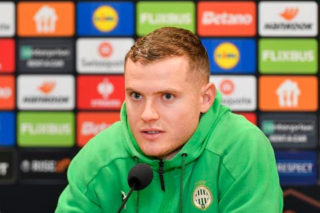 Midfielder Philippe Rommens attends a press conference, PK, Pressekonferenz of Ferencvaros Budapest (Ferencvarosi TC) prior to the UEFA Europa League, 2nd round match: FC Viktoria Plzen vs Ferencvaros Budapest, in Pilsen, Czech Republic, on February 19, 2025. (CTKxPhoto MiroslavxChaloupka) CTKPhotoP2025021906107  CTKPhotoP2025021906107