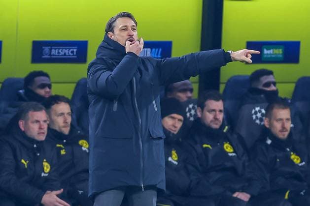 19 02 2025, Football, UEFA Champions League, Borussia Dortmund Sporting Lisbon, Signal Iduna Park, Knockout phase play offs, Season 2024 2025 Coach Niko Kovac Head Coach BVB gesticulating on the sidelines North Rhine-Westphalia Germany