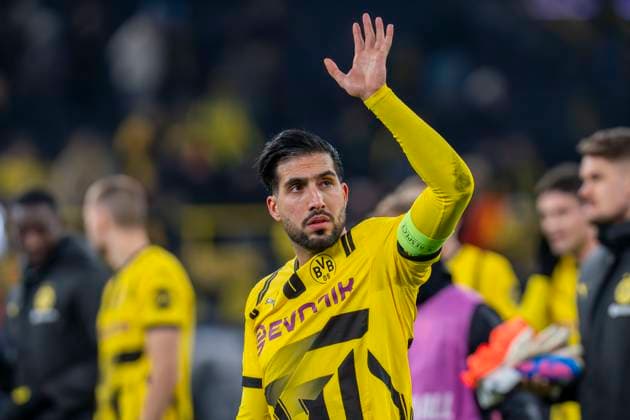 19 02 2025, Borussia Dortmund vs Sporting Lisbon, UEFA Champions League, play-off second leg Dortmunds Emre Can waves to the fans Important note In accordance with UEFA regulations, it is prohibited to exploit or have exploited photographs taken in the stadium and or of the match in the form of sequential images and or video-like photo series Copyright: xBahhoxKarax