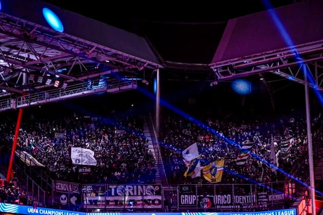 Supporters of Juventus, during the match PSV Juventus at the Philips stadium for the UEFA Champions League Knockout phase play offs 2nd leg season 2024 2025 in EINDHOVEN, Netherlands on 19 february 2025, photo by Stefan Koops EYE4images DeFodi Images Defodi-746