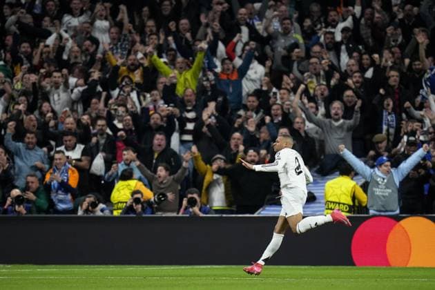Cc Madrid 19 02 2025 - Champions League Real Madrid-Manchester City foto Cesar Cebolla Image nella foto: esultanza gol Kylian Mbappe 