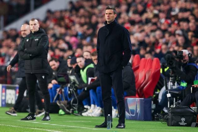 2025-02-19 PSV v Juventus - UEFA Champions League 2024 25 League Knockout Play-off Second Leg EINDHOVEN, NETHERLANDS - FEBRUARY 19: Headcoach Thiago Mottaof Juventus looks on during the UEFA Champions League 2024 25 League Knockout Play-off Second Leg match between PSV and Juventus at Philips Stadion on February 19, 2025 in Eindhoven, Netherlands. Eindhoven Philips Stadion Netherlands Content not available for redistribution in The Netherlands directly or indirectly through any third parties. Copyright: xHansxvanxderxValkx