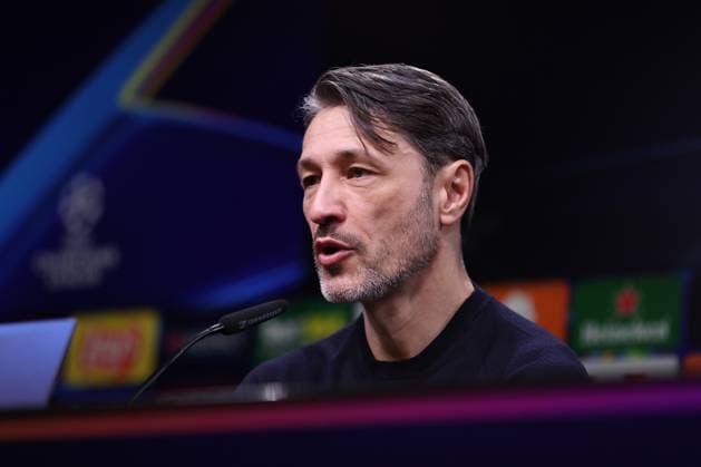 19 02 2025, Football, UEFA Champions League, Borussia Dortmund Sporting Lisbon, Signal Iduna Park, Knockout phase play offs, Season 2024 2025 Coach Niko Kovac Head Coach BVB at the press conference after the match North Rhine-Westphalia Germany