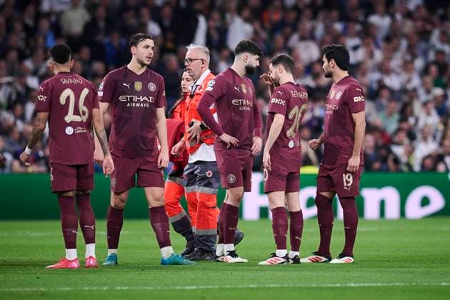 UEFA Champions League soccer match Real Madrid vs Manchester City at Santiago Bernabeu Stadium in Madrid, Spain 19 February 2025 Manchester City players 900 Cordon Press  900 CordonxPress LOF - UEFA Champions League Real Madrid vs Manchester City