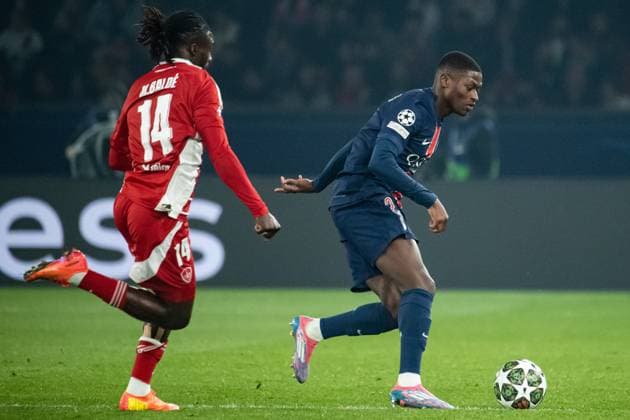FOOTBALL : Paris SG vs Stade Brestois - Ligue des Champions - Barrage Retour - 19 02 2025 Nuno Mendes (Paris SG) ParisFrance  Copyright: xBaptistexAutissierx