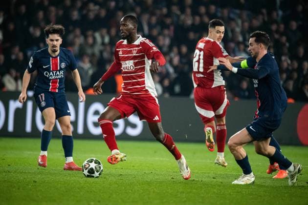 FOOTBALL : Paris SG vs Stade Brestois - Ligue des Champions - Barrage Retour - 19 02 2025 Abdallah Sima (Stade Brestois) ParisFrance  Copyright: xBaptistexAutissierx