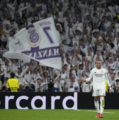 Cc Madrid 19 02 2025 - Champions League Real Madrid-Manchester City foto Cesar Cebolla Image nella foto: esultanza gol Kylian Mbappe 