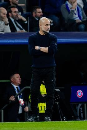 Real Madrid CF vs Manchester City - UEFA Champions League - 19 02 2025 Josep Guardiola head coach of Manchester City during the UEFA Champions League match between Real Madrid CF and Manchester City at Estadio Santiago Bernabeu on February 19, 2025 in Madrid, Spain. Madrid Spain Copyright: xPGSxPhotoxAgencyx