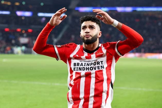 EINDHOVEN, 19-02-2025, Philips Stadium, UEFA Champions League season 2024 25, match between PSV and Juventus, PSV player Ismael Saibari celebrating the 2-1 PSV - Juventus  x27944369x Copyright: