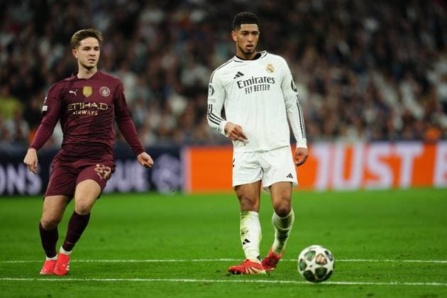 ESP: Real Madrid v Manchester City. UEFA Champions League match. Play off round Jude Bellingham of Real Madrid during the UEFA Champions League match, play off round, second leg, between Real Madrid and Manchester City played at Santiago Bernabeu Stadium on Feb 19, 2025 in Madrid Spain. kpng Copyright: xBaguxBlancox xPRESSINPHOTOx PS_250219_RMA_MCI_050