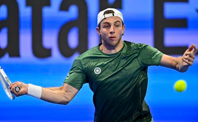 ATP, Tennis Herren QATAR EXXONMOBIL OPEN ROUND OF 16 Tallon Griekspoor of the Netherlands competes in her round of 16 match against Matteo Berrettini of Italy during the ATP Qatar ExxonMobil Open 2025 tennis tournament at the Khalifa International Tennis Complex in Doha, Qatar, on February 19, 2025. DOHA Qatar Copyright: xNOUSHADx