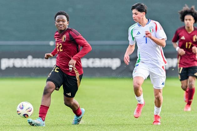 U16 BELGIUM VS ITALY Mamadou Balde Nabyka (22) of Belgium pictured during a friendly U16 soccer game between Belgium and Italy , on Wednesday 19 February 2025 in Tubeke , Belgium . PHOTO SPORTPIX Stijn Audooren Tubeke RBFA Proximus Basecamp Belgium  Copyright: xSportpix.bex xStijnxAudoorenxStijnxAudoorenx